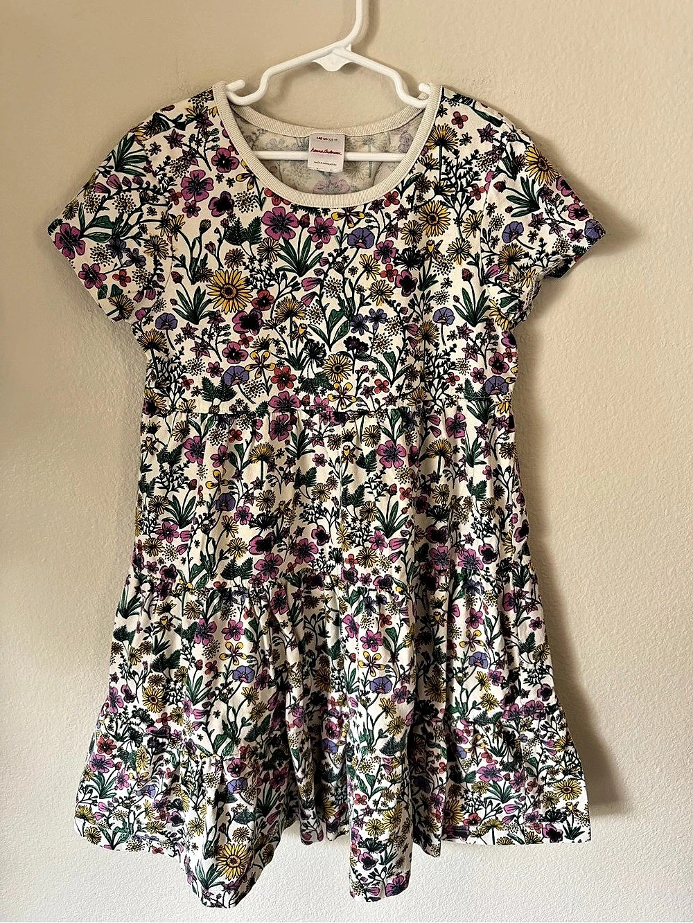Hanna Andersson Floral Dress in White & Purple Size 10 Like New
